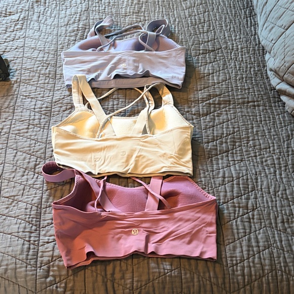 Lululemon Like a Cloud Sports Bras - Pink, White and Purple Ribbed - Picture 2 of 2